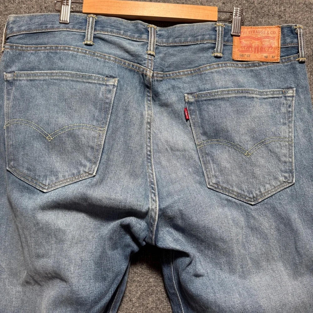 Levis 501 CT Jeans Mens 40x32 Medium Wash Blue Stretch Tapered Button Fly Denim‎